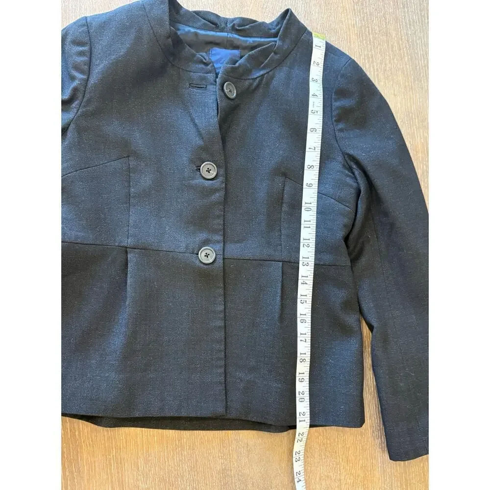 J.CREW Black Wool Silk Scallop Neck Jacket Blazer Top Women's Size 2